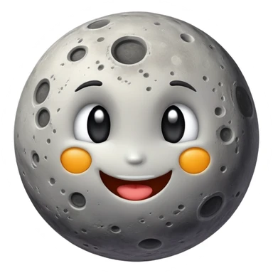 Mercury planet with a cute smiling face and crater details sticker