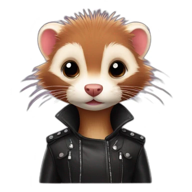 Red ferret with long fringe hairdo wearing leather jacket  sticker