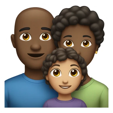 familia adoptiva mama de pelo negro ojos negros y papa de pelo negro ojos negros y niño blanco y de pelo rubio ojos azules sticker
