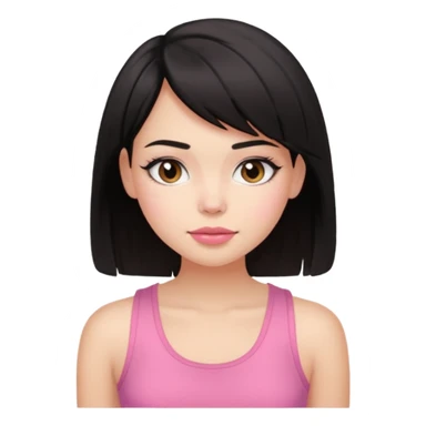 chica morena clara, corte de cabello negro y medio, con una blusa de tirantes simple, rosa y coquette sticker