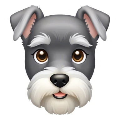 Cinematic Noble Miniature Schnauzer Portrait Emoji, Standing with a proud and stately demeanor, showcasing a sharply defined, salt-and-pepper fur with distinguished eyebrows and a confident, alert expression, simplified yet exquisitely detailed, glowing with a refined, dignified radiance, high shine, exuding intelligence and classic noble charm, soft glowing outline, capturing the essence of a noble Miniature Schnauzer that commands attention with effortless style! sticker
