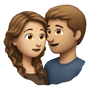Two white people with brown hair kissing sticker