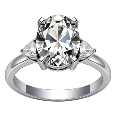 Oval diamond ring with silver and two triangle diamomd band sticker