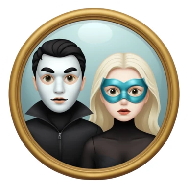 Spooky Man on mask in mirror behind woman sticker