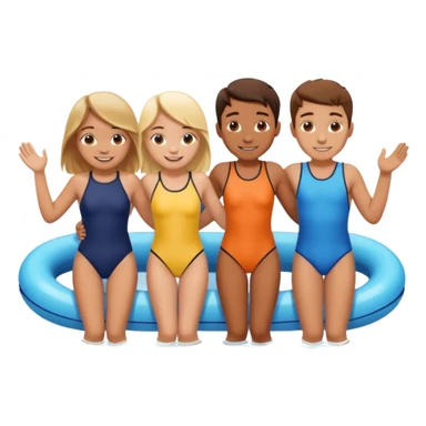 three girls and one boy holdings hands while tubing down a lazy river sticker