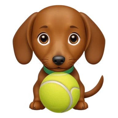 Dachshund with a tennis ball sticker
