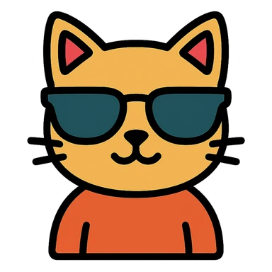 cat wearing sunglasses colored icon sticker