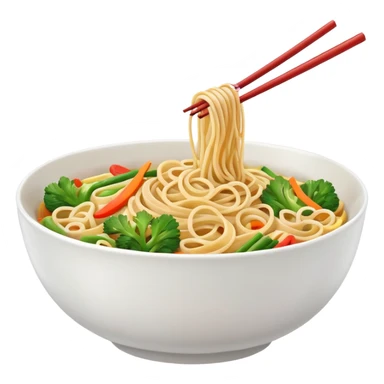 bowl of Asian noodles with chopsticks bright colors no text sticker