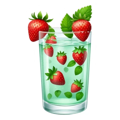refreshing strawberry mint water in a clear glass sticker