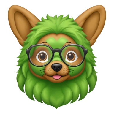 alien dog with folded ears green, wearing glassess sticker