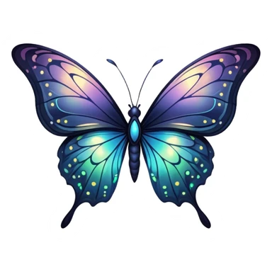 Dark, glowing, bio-luminescent butterfly sticker