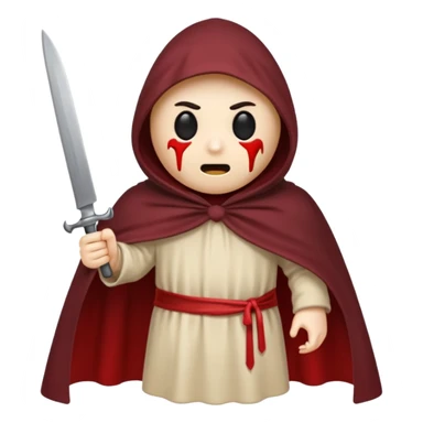 make a ghost face emoji with a cloak on and a bloody knife from the movie scream sticker