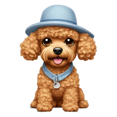 apricot toy poodle wearing a stitch hat  sticker