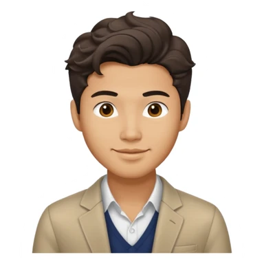 Asian guy wavy hair, dressed cool, demure but with a smirk, getting ready for first date  sticker