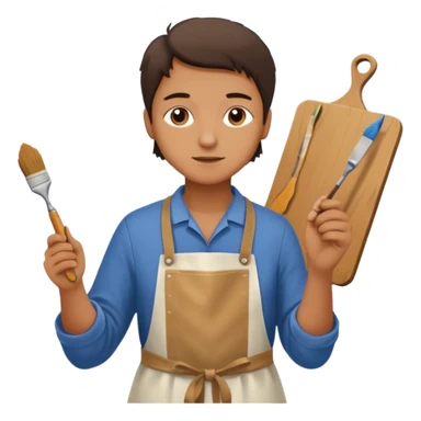 person restoring old painting. sticker