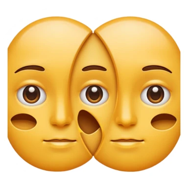 Minimal emoji of a face split into two halves, one side puffy and shiny, the other side slim and matte, clear before-and-after effect, simple wellness icon style, no beauty or medical elements
 sticker