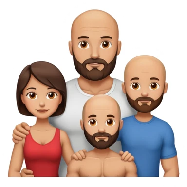 Muscular Bald man with a beard in love with his hot brunette wife and 3 sons sticker