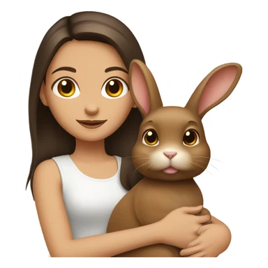 Brunette girl and brown light rabbit  sticker