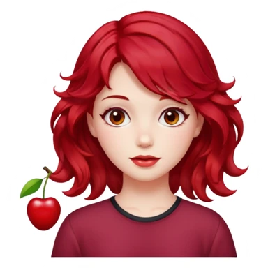 Soft girl with Cherry red wavey medium size hair  sticker