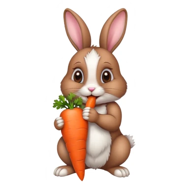 Bunny eating a carrot sticker