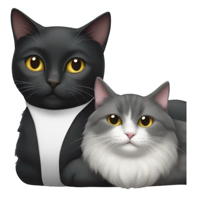 grey tuxedo cat and black cat sleeping together sticker