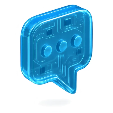 SMS icon, modern and tech-inspired, glossy circuit style, transparent background sticker