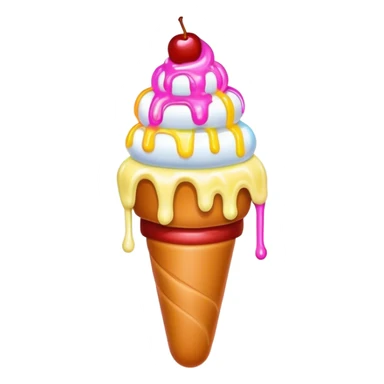 Melting neon ice cream hot dog sundae sticker