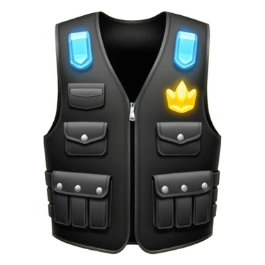 all-black bulletproof vest with a glowing outline and sparkles sticker