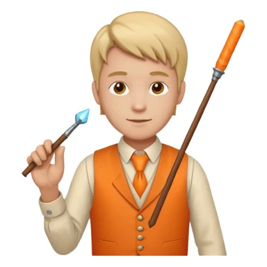 Draftsman in orange waistcoat holding a wand sticker
