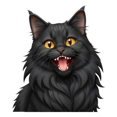 cinematic-yawning black-maine-coon-cat-portrait-emoji,-head-tilted-playfully-and-inquisitively,-sleek--black-fur,-simplified-yet-adorable-features,-highly-detailed,-glowing-with-a-warm,-friendly-glow  sticker