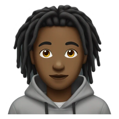black teenager boy with black locs wearing a hoodie sticker