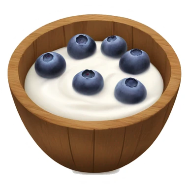 Yogurt with blueberries inside a wooden bolw sticker