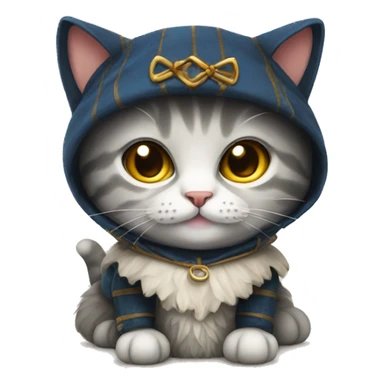 Scottish cat wearing a costume sticker
