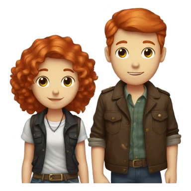 redhead boy who is 5”8 hugging 5”1 redhead girl with freckles and doc martens on sticker