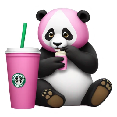 A pink panda drinking starbucks sticker