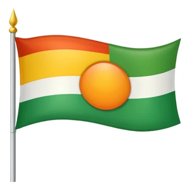 Flag with with 1 red, 1 white and 1 green horizontal flag and an orange/yellow pointed sun in the middle sticker
