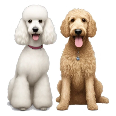small white poodle and standard large goldendoodle sticker