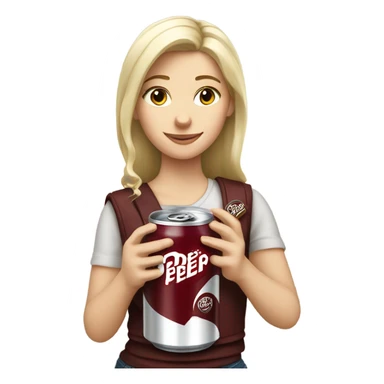 white blond girl with a dr pepper sticker