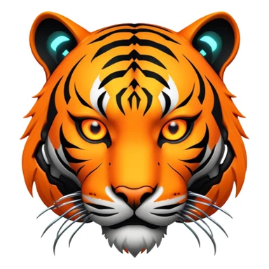 cyberpunk tiger face with neon elements and cybernetic implants for Twitch emote sticker