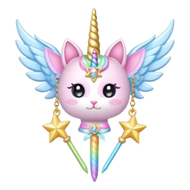 Kawaii decora cutecore starlight staff with wings and cute unicorn cat charms sticker