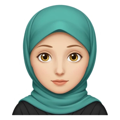 Make a girl with a hijab duolingo emojies styles and make her white and only her face appear and looking forward not left or right sticker