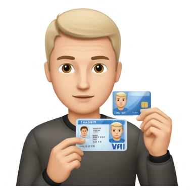 Scissors cutting man ID card in 2 parts.hyper realistic sticker