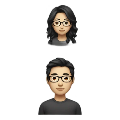 Chinese with glasses and black medium hair sticker
