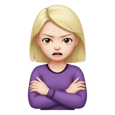 arms crossed holding neck angry girl sticker