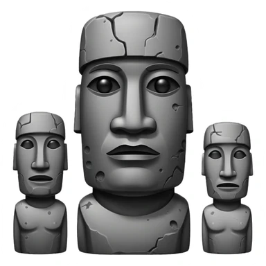 A moai statue in black and white sticker