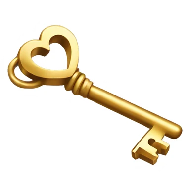 Heart shape gold key sticker