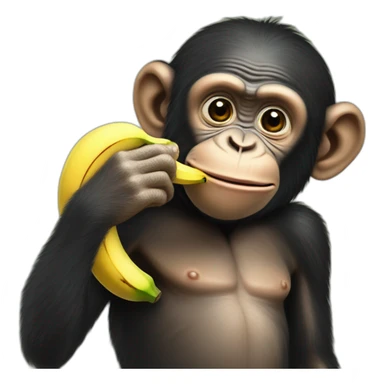 chimp sucking banana sticker