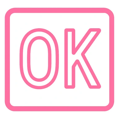 pink square with outlined 'OK' text sticker