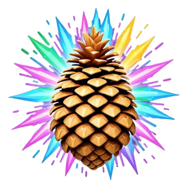 Psychedelic pine cone exploding sparkles sticker