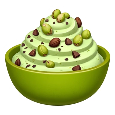 I want a emoji of pistachio ice cream with pistachio on top and some chocolate chips , make sure it’s in a bowl and aesthetic sticker